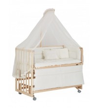 Baby Tech Extra 60x120 Doğal Ahşap Anne Yanı Beşik