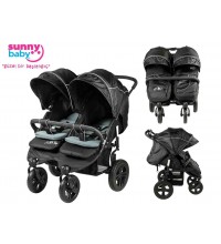 Sunny Baby 814 Sweety İkiz Bebek Arabası - Siyah